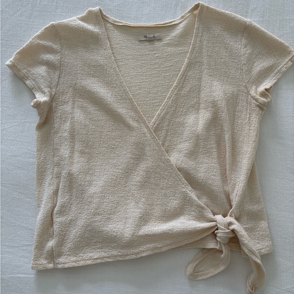 Madewell Cream Wrap Top (100% Cotton)